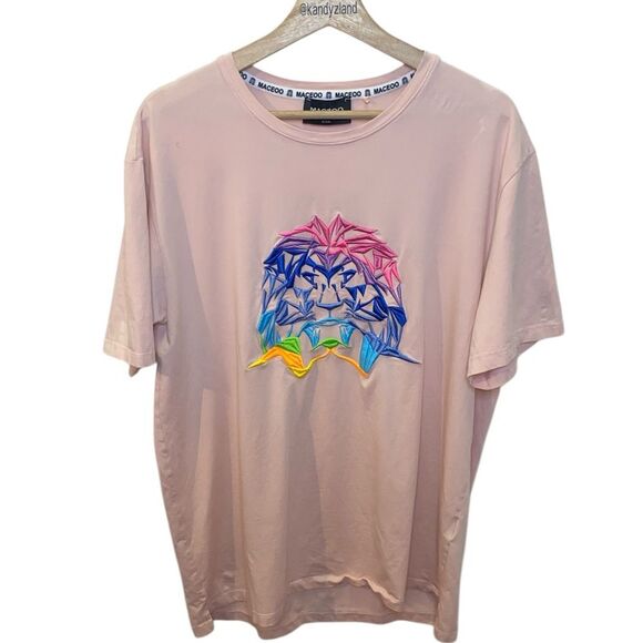 MACEOO Paris Pink Multicolor Lion Signature Mens Tee - Picture 3 of 7